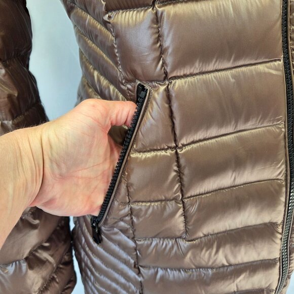 Calvin Klein Packable Hooded Premium Down Puffer Coat  Brown Size Medium - Picture 5 of 16